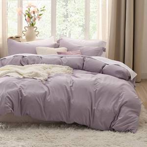 lot 1992 image: Bedsure Dusty Purple Duvet Cover Queen Size - 3 Pieces Prewashed Cotton-Like Extra Soft Bedding Set, Includes 1 Duvet Cover 90x90 Inches with Zipper Closure & 2 Pillow Shams, Comforter Not Included
