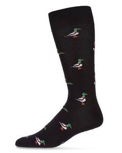 lot 2017 image: MeMoi A Mallard Most Fowl Bamboo Blend Mens Crew Socks 10-13  Black