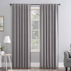 lot 2022 image: Sun Zero Hampshire Velvet Noise Reducing Thermal Extreme Total Blackout Back Tab Curtain Panel, 50 x 108, Gray