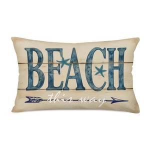 lot 2028 image: Tlovudori Ocean Beach Throw Pillow Covers Beach Quote Words with Coastal Sea Lobster Starfish Conch Decorative Cotton Linen Pillowcase Home Sofa Chair Decor Cushion Cover 12X20Inch (Oq-Beach)