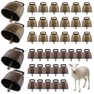 lot 2039 image: A 40 PCS Cow Bells, Grazing Copper Bells, Metal Cow Bells with Crisp Sound, Loud Animal Copper Bronze Bells, Vintage Grazing Bells for Cow Horse Sheep, 2 Colors