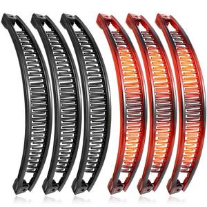 lot 2049 image: WILLBOND 6 Pcs Banana Clip Hair Clincher Combs Classic Banana Hair Clip Fish Shape Ponytail Clips for Women Girls Thick Curly Thin Fine Hair(Brown, Black)