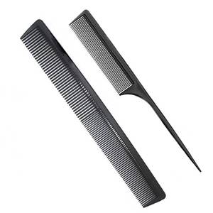 lot 2050 image: Professional Black Carbon Fiber Teasing Comb, Fine and Wide Tooth Hair Barber Comb For All Hair Types