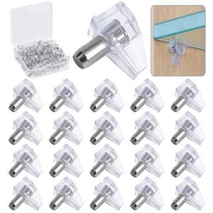 lot 2059 image: 20PCS Clear 3mm Plastic Shelf Support Pegs - Locking Cabinet Shelf Pins for Kitchen, Bookshelf, Furniture - Heavy Duty, Easy Install, Replacement Pegs