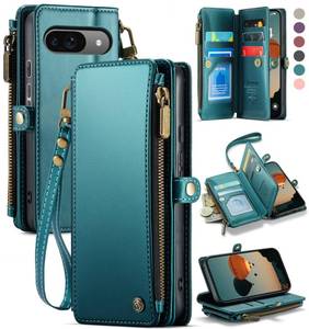 lot 2352 image: Defencase Compatible with Pixel 9Pro Case, RFID Blocking Wallet Case Fit for Google Pixel 9 & 9 Pro Soft PU Leather Magnetic Snap Flip Zipper Strap Card Holder Phone Case for Women, Blue Green
