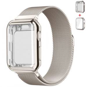 lot 2372 image: Magnetic Band and Case for Apple Watch Band 45mm 44mm 46mm 42mm 41mm 40mm 38mm WomenMen,Stainless Steel Milanese Loop Bracelet Strap with Cover Combo iWatch series 10 9 8 7 6 5 4 3 SE Ultra2 49mm