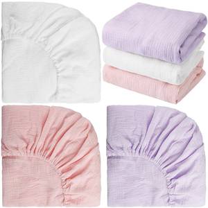 lot 2377 image: Newwiee 3 Pcs Muslin Crib Sheets for Girls and Boys 24 x 38 Cotton Soft Fitted Baby Bed Sheets for Crib Mattress(Graceful)