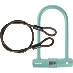 lot 2378 image: Retrospec Lookout Bike Lock with 14mm Hardened Steel U-Lock & 4ft Security Cable - Anti-Theft Protection for Mountain Bikes & eBikes