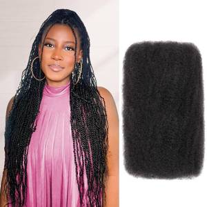 lot 2382 image: Afro Kinkys Bulk Human Hair, 18 Inch 50 Gram Soft 4C Afro Kinky-Curly Human Hair Bulk for Twist Dreadlocks Extensions Repair Locs Natural Black 1 Pack (1B, 18inch)