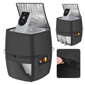 lot 2383 image: bespeur Hot Tub Spa Heater Pump Cover,Waterproof 600D Oxford Fabric Aluminum Film Insulated Cover,Inflatable Hot Tub Spa Heater Pump,Easy Installation with Zipper and Adhesive Straps,Black,Square