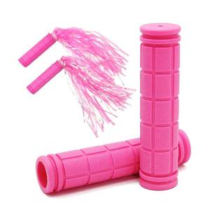lot 2403 image: Bike Handle Grips with Tassel Streamers for Girls Boys and Kids, Non-Slip Bicycle Handlebar Grips Cover for Mountain Bike, Scooters Cruiser Road Bike Handle Grips, BMX MTB Cycling Replacement Parts