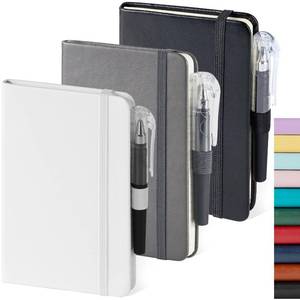 lot 2405 image: NIRMIRO Small Notebook Pocket Size Journal 3.7 x 5.7, 3 Pack, (White, Grey, Black), 408 Pages, A6 Mini Notepad with Pen, Small Leather Note Book, 100GSM Lined paper, Hardcover