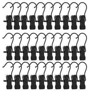 lot 2413 image: BEWISHOME 30 PCS Boot Hangers for Closet, Laundry Hooks with Clips, Boot Hanging Hold Clip, Clothes Pins, Space Saving Portable Travel Hangers Clip, Jeans, Tall Boots, Towel, Black FYC30B