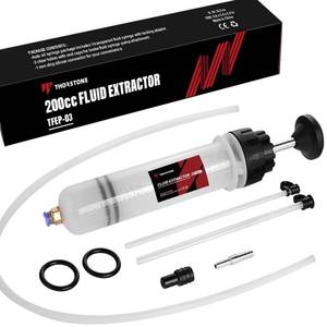 lot 2414 image: Thorstone 200cc Automotive Fluid Extractor Pump, Manual Oil Change Syringe with 50cm Rubber Hose & 2pcs 22cm PVC Suction Tubes