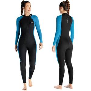lot 2429 image: Skyone Wetsuits for Men Women, 3MM Neoprene Wetsuit Full Body Wet Suit in Cold Water, Scuba Diving Suit Long Sleeves Front Zip Warm Swimsuit for Swimming Surfing Snorkeling (Women Blue, X-Small)