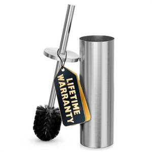 lot 2432 image: Stylish Stainless Steel Toilet Brush and Holder Set - Silver Toilet Bowl Brush and Holder with Splash Cover, Sturdy Bristles, Corrosion & Scratch Resistant - Elegant Design, Effective Deep Cleaning
