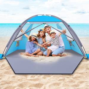 lot 9194 image: Happy Travel Beach Tent, UPF 50 UV Protection Sun Shade Shelter for 345678 Person, Portable Beach Canopy for Family & Baby, Lightweight & Easy Setup Beach Cabana with 3 Ventilation Mesh Windows
