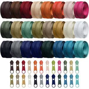 lot 9241 image: Syhood 24 Colors Zipper Repair Kit, #5 Nylon Coil Sewing Zippers Sewing Supplies Zipper Tape Zippers by The Yard with 96 Pcs Zip Pulls Sliders Purse Hardware for Bags Making(24yard,Dark Morandi)