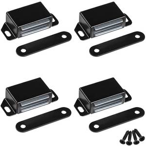 lot 10317 image: WOOCH Magnetic Door Catch - 30lb High Magnetic Stainless Steel Heavy Duty Catch for Kitchen Bathroom Cupboard Wardrobe Closet Closures Cabinet Door Drawer Latch (2.1 in Black, 4-Pack)