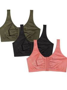 lot 10319 image: Fruit of the Loom Womens Front Close Builtup Sports Bra, Desert DuskOlive NightBlack, 38