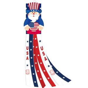 lot 10323 image: 40 Inches Uncle Sam Windsock Decoration, Patriotic USA Themed Hanging Outdoor Wind Sock Ornament with Red, White, Blue Streamers, USA Lettering, and Stars for 4th of July, Memorial Day, Veterans Day