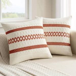 lot 10328 image: MIULEE Set of 2 Burnt Orange Fall Decorative Pillow Covers 18x18 Inch Farmhouse Rustic Boho Couch Throw Pillows Modern Cotton Cushion Covers Retro Cute Macrame Woven Home Decor for Bed Sofa Chair