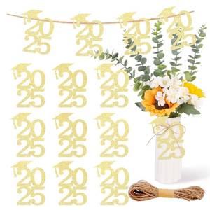 lot 10330 image: 24PCS Cutouts Tags Graduation Decorations Class of 2025 Cap, Table Centerpiece Grad Party Decorations 2025 Party Tags for Table Congrats Grad Decor, 2025 graduation decorations (Gold)