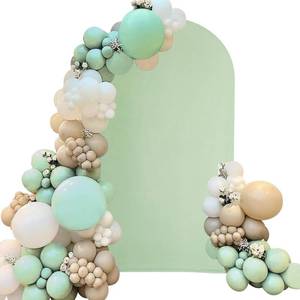 lot 10366 image: Spandex Fitted Wedding Arch Cover 7.2FT Sage Green, Round Top Chiara Backdrop Stand for Birthday Party Baby Shower Banquet Decoration (Sage Green, 7.2FT)