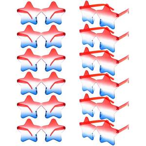 lot 10372 image: 4th of July Star Glasses 12 Pairs Fourth of July Party Favors Red Blue White American Flag Sunglasses for Kids Women Independence Day Gifts Patriotic Sunglasses for Pool Party in USA Decorations
