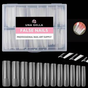 lot 10374 image: UNA GELLA Full Square Gel Fake Nails Pre-file 120pcs Press On Nails XXL No C Curve Extra Long Nail Tips Clear Long Flat Nail Tips Tapered Square Soft Gel Tips