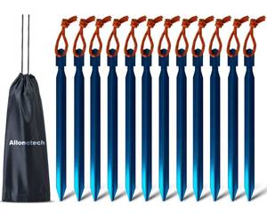 lot 10375 image: 12 Pack Tent Stakes, 7075 Ground Metal Camping Aluminum Tent Pegs, Lightweight Tent Stakes Heavy Duty Spikes Camping Accessories, Blue
