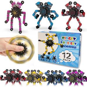 lot 10380 image: 12 Pack Funny Sensory Fidget Toys,Deformable Chain DIY Robot Spinners Fingertip Stress Relief Gyro Toy Birthday Gifts Goodie Bag Easter Basket Stuffers Classroom Prizes Party Favors for Kids Adults