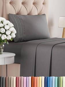 lot 10394 image: Twin XL Size 3 Piece Sheet Set - Comfy Breathable & Cooling Bed Sheets Set - Hotel Luxury Bedding for Women, Men, Kids, Teens, Boys & Girls - Deep Pockets, Soft, Wrinkle Free - Oeko-Tex - Dark Grey
