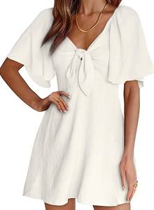 lot 10404 image: Dokotoo White Summer Dresses for Women 2025 Womens Clothing Fashion Casual Wedding Guest Fall Sexy V Neck Party Cocktail Elegant Short Sleeve Beach Dresses Outfits Plus Size Mini Italian Dress