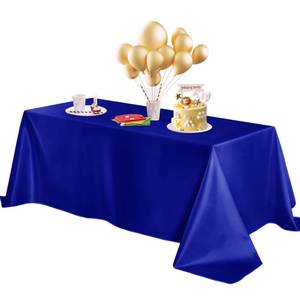 lot 10419 image: Horbaunal Royal Blue Satin Tablecloth 60 x 84 Inches Rectangle Table Cloth Bright Silky Table Cover Overlay Dining Tablecloths for Wedding Party Banquets