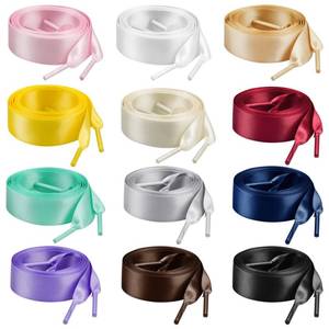 lot 10436 image: Marrywindix 12 Pairs 47 Flat Satin Ribbon Shoelaces Colorful Silk Shoestrings Wide Shoe Laces for Sneakers Skate Shoes Boots Sport Shoes (12 Colors)