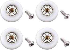 lot 10441 image: Set of 4pcs 19mm Stainless Steel Shower Door Wheels Rollers Runners, White, 19mm x 4mm