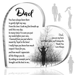 lot 10448 image: Yookeer Dad Gift Acrylic Father Appreciation Plaque Blessed Wish Papa Birthday Table Centerpiece from Son Daughter for 50th 60th 70th 80th Birthday Decor Thanksgiving(Heart)