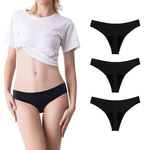 lot 10450 image: SHARICCA Women Postpartum Period Thongs 4 Layers Leakproof Underwear Panties for teen ladies 3 Pack (3Black, L)