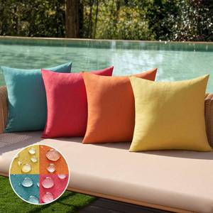 lot 10453 image: MIULEE Pack of 4 Decorative Outdoor Throw Pillow Covers Linen Waterproof Pillow Covers Farmhouse Cushion Cases for Fall Patio Garden Tent Balcony Couch Sofa 16x16 inch RedTurquoise