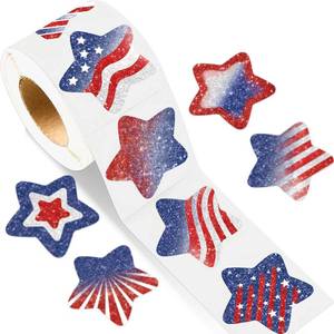 lot 10463 image: 500 Pcs 4th of July Stickers Fourth of July Patriotic Star Roll Sticker for Kids Party Favor Classroom Decoration Red White Blue Star Voting Election Stickers