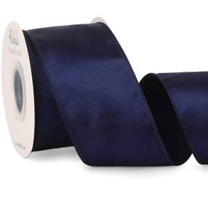 lot 10473 image: Ribbli Navy Satin Wired Ribbon 2.5 Inch Navy Blue Christmas Ribbon for Gift Wrapping Wreaths Garland Tree Decoration Crafts Home Decor-Continous 20 Yards
