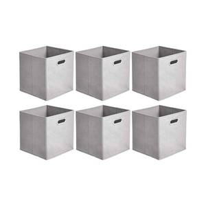 lot 11659 image: Amazon Basics Collapsible Cube Storage Organizer Bins, 6-Pack, 10.5 x 10.5 x 11 inches, Light Grey