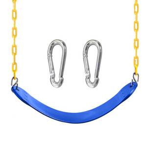 lot 11667 image: TURFEE Swing for Outdoor Swing Set - Pack of 1 Seat Replacement Kit with Heavy Duty Chains - Backyard Swingset Playground Accessories for Kids (Blue)
