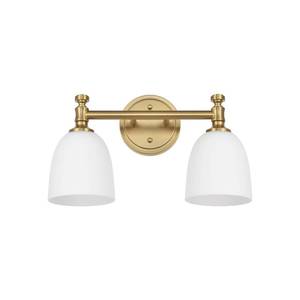 lot 11670 image: Ntsunxeko Gold Bathroom Vanity Light Fixtures, 2-Light Bathroom Vanity Light Fixtures Over Mirror, Traditional Vanity Lights for Living Room, Milk White Glass Shades, Standard E26 Base, Aged Brass