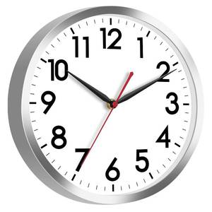lot 11686 image: AKCISOT Wall Clock 12 Inch Silent Wall Clocks Battery Operated Non Ticking - Modern Silver Clock Decorative for Kitchen, Bathroom, Bedroom, Living Room, Office, Home