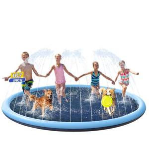 lot 11687 image: 107 inch Splash Pad for Kids, Non Slip Water Sprinkler Pad Extra Large Thick Durable Toddler 4-8 3-5 1-3 Pets & Families, Backyard Splash Play Mat for Kiddie Children Baby Wading Pool Dogs Splash Pad