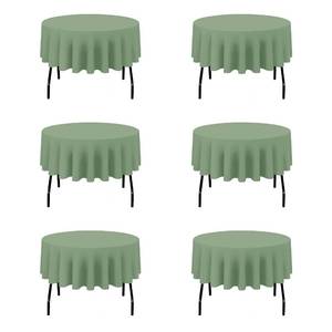 lot 11689 image: BRILLMAX 6 Pack Sage Green 70 Inch Round Tablecloths Fit 30 to 54 Tables (8-20 Drop) - Circle Bulk Linen Polyester Fabric Washable Cloth Cover for Wedding Reception Banquet Birthday Party Buffet