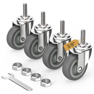 lot 2436 image: HOLKIE Caster Wheels 3 inch with No Brake Stem Casters, 38 -16 x 1-12 (Stem Diameter 38, Stem Length 1-12) Threaded Swivel Casters Set of 4 Heavy Duty Castors Grey