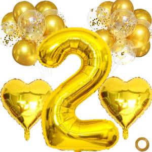 lot 2459 image: 28Pcs Number Balloon Set,40 Inch Giant Gold 2 Balloon
